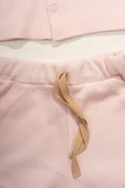 Kumdan Kale Nakışlı Düğmeli Şortlu Erkek Takımı Pembe - 5