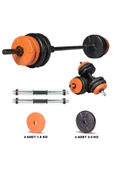 Spor 18 Kg Turuncu Siyah Halter Seti Ve Dambıl Seti - 1