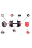 Spor 36 Kg Dambıl Seti Kırmızı Siyah - 5