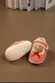 Kırmızı Ekose Kurdele Detaylı Kız Bebek Ayakkabısı Kırmızı - 3