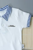 Çizgili Kısa Kollu Şortlu Takım Lacivert-Beyaz thumbnail 5