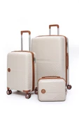 Elatae Exclusive Pro Polipropilen Kırılmaz 3'lü Valiz Seti Büyük - Kabin Boy ve Makyaj Çantası Bej - Camel 5239 thumbnail 1