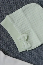 Salopet Askılı 3'lü Kız Bebek Zıbın Takımı  Mint Yeşil thumbnail 4