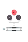 Spor 22 Kg Multifonksiyonel Kırmızı Siyah Halter Seti Ve Dambıl Seti - 2