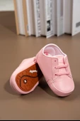İlk Adım Ayakkabısı Yumuşak Tabanlı Bağcıklı Kız Bebek Ayakkabısı Pudra Pembe - 3