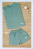 Koyu Yeşil Müslin Şortlu Takım thumbnail 2