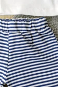 Çizgili Kısa Kollu Şortlu Takım Lacivert-Beyaz thumbnail 6