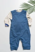 Ayıcık Aksesuarlı Çıtçıtlı Erkek Bebek Tulum Takımı Mavi - 2