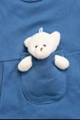 Ayıcık Aksesuarlı Çıtçıtlı Erkek Bebek Tulum Takımı Mavi - 3