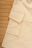 Düğme Detaylı Cepli Tişört ve Cepli Şortlu Erkek Takımı Krem & Mavi - 4