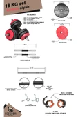 Spor 18 Kg Kırmızı Siyah Halter Seti Ve Dambıl Seti - 2