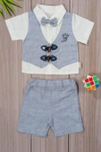 Papyonlu Ceket Görünümlü Erkek Bebek 2'li Takım Mavi thumbnail 1