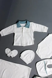 Yeşil Biyeli 7'li  Zıbın Takımı Krem thumbnail 4