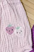 Tatlı Meyve Desenli Kısa Kollu Tişört ve Pembe Müslin Şort Takımı Gül Kurusu - 5