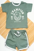 Champion Ayıcık Baskılı Erkek Şortlu Takım  Yeşil thumbnail 1