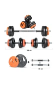 Spor Yıldız Serisi17 Kg Multifonksiyonel Turuncu Siyah Halter Seti Ve Dambıl Seti - 1