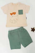 Boy Fil 2'li Erkek Çocuk Şortlu Takım - Yeşil thumbnail 2