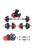 Spor Yıldız Serisi 22 Kg Multifonksiyonel Kırmızı Siyah Halter Seti Ve Dambıl Seti - 1