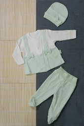 Salopet Askılı 3'lü Kız Bebek Zıbın Takımı  Mint Yeşil thumbnail 1