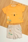 Koala Yüz Baskılı ve Çiçek Desenli 2'li Bebek Takımı Turuncu thumbnail 1