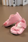 Pembe Rugan Fiyonklu Kız Bebek Babet Ayakkabısı Pembe - 5