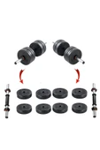 Ecgspor 20 KG (8x2,5kg +2 adet Kısa bar=21kg ) Dambıl Seti ve Ağırlık Seti Vücut Geliştirme Aleti - 1