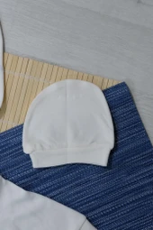 Unisex Ayıcık Desenli 7'li Zıbın Takımı Turkuaz Biyeli Krem thumbnail 7