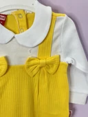 Fiyonklu ÇıtÇıtlı Kız Bebek Tulum Sarı - 4