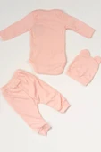 Ayıcık Nakışlı 3'lü Ribana Bebek Takımı Pembe thumbnail 3