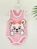 Unisex Baskılı Toz Pembe Body Çıtçıtlı Bisiklet Yaka Atlet Kol Beyaz thumbnail 2