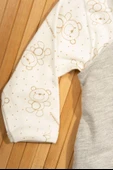 Ayıcık Cepli Salopetli 2'li Bebek Takımı Uzun Kollu Bodyli Gri - 5