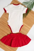 Kırmızı Fırfırlı Etekli Minnie Mouse Baskılı Kız Bebek Body Takımı - 2