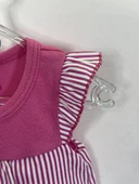 Çizgili Etekli Kız Bebek  Body Fuşya thumbnail 5