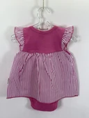 Çizgili Etekli Kız Bebek  Body Fuşya thumbnail 3
