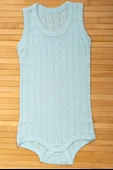 Gözenekli Dokuya Sahip Pamuklu Askılı Bebek Body Mavi thumbnail 1