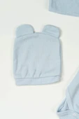 Ayıcık Nakışlı 3'lü Ribana Bebek Takımı Mavi thumbnail 4