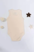 Unisex Krem Body Çıtçıtlı Bisiklet Yaka Atlet Kol - 3