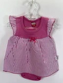 Çizgili Etekli Kız Bebek  Body Fuşya thumbnail 2