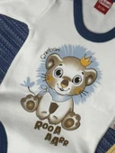 Aslan Baskılı Erkek Bebek 3'lü Body Takım Mavi thumbnail 2