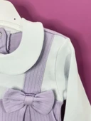 Fiyonklu ÇıtÇıtlı Kız Bebek Tulum Lila - 4
