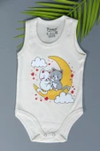 Unisex Ekru Body Çıtçıtlı Bisiklet Yaka Atlet Kol - 2