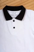 Şık Kontrast Yakalı Erkek Çocuk Polo Tişört Beyaz - 4