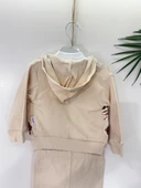 Ayıcık Baskılı Kapüşonlu Erkek Bebek 3'lü Çıtçıtlı Body Takım Açık Kahve thumbnail 3