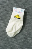 Bebek Arabalı Bebek Kısa Çorap Krem - 1