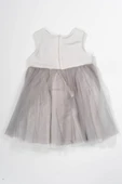 Çiçek Detaylı Tüllü Kız Çocuk Abiye Elbise Gri thumbnail 7