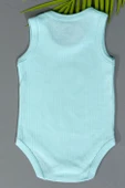 Unisex Mavi Body Çıtçıtlı Bisiklet Yaka Atlet Kol - 4