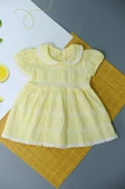 Kız Bebek Limon Sarısı Kısa Kollu Yazlık Elbise Fistolu Yaka  Püskül Sarı - 2