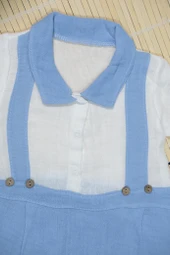 Unisex Askılı Görünümlü Kısa Kollu Bebek Tulum Turkuaz - 5
