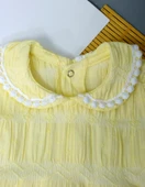 Kız Bebek Limon Sarısı Kısa Kollu Yazlık Elbise Fistolu Yaka  Püskül Sarı - 4
