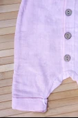 Düğmeli Kısa Kollu Müslin Tulum Pembe - 3